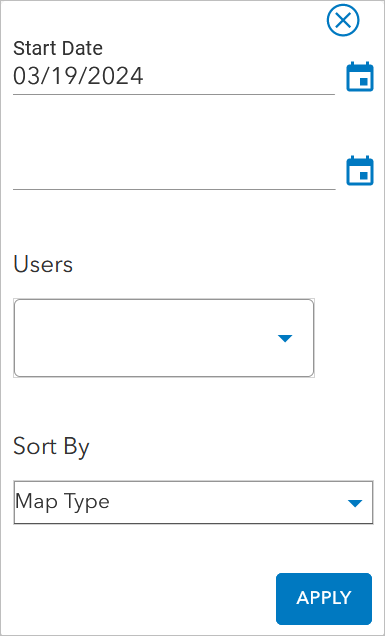 Date range and sort by options Date range and sort by options
